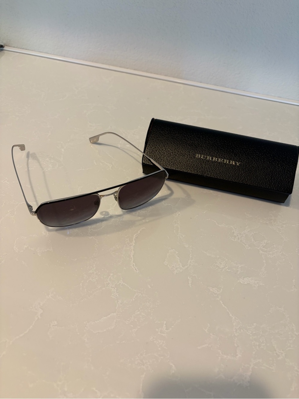 Burberry Silver Sunglasses with Dark Gray Gradient Lenses